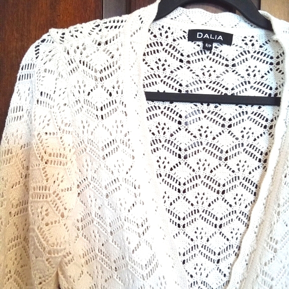 Dalia One Button Tie Waist Crochet Cardigan - Picture 6 of 9